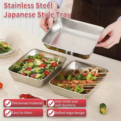 📢Big Sale 50%off - Stainless Steel Square Plate（with lid）