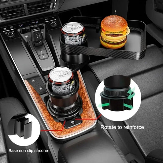 3 in 1 Detachable Food Table Tray with Solid Base - Road Trip Essentials Accessories Gadgets